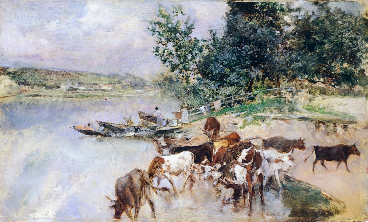 Szarvasmarha itatása a Szajnán, Giovanni Boldini (1842-1931) alkotó: Giovanni Boldini