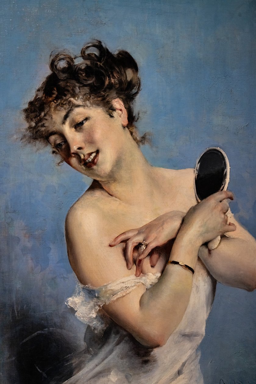 Fiatal nő Déshabillé-ben, részlet alkotó: Giovanni Boldini