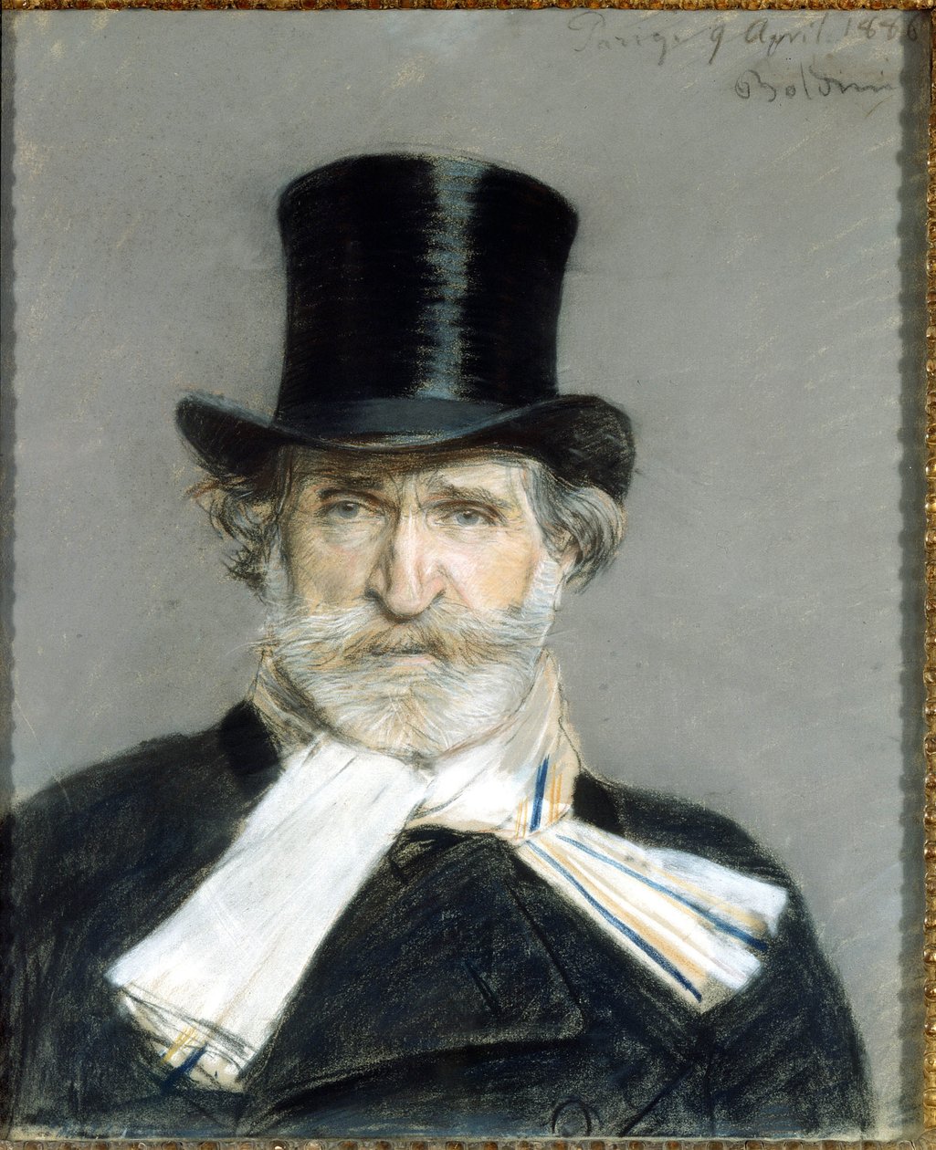 Giuseppe Verdi portréja 1886-ban. Dessin de Giuseppe Boldini (1842-1931). Róma. Modern Művészeti Galéria alkotó: Giovanni Boldini