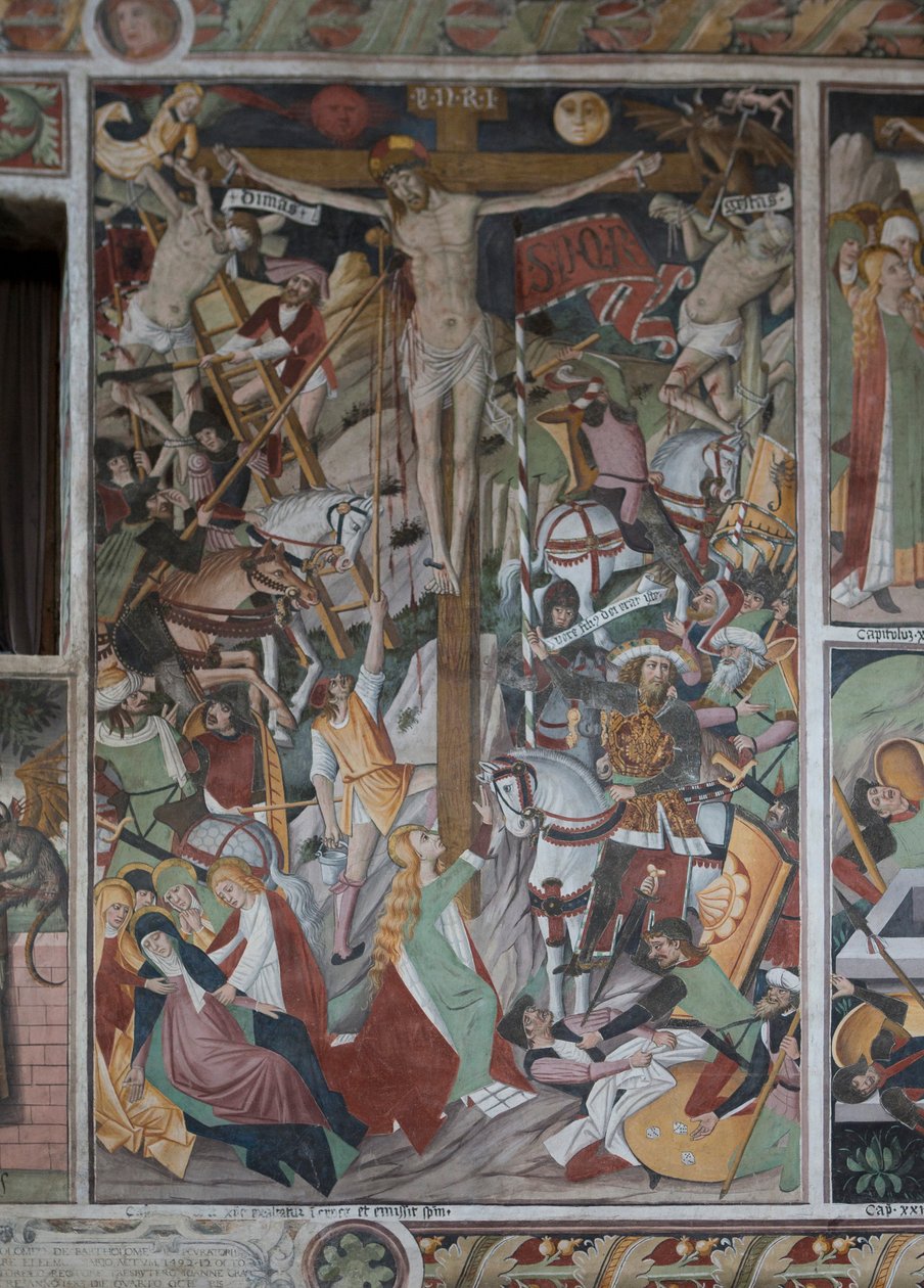 Keresztre feszítés, 1492 körül (freskó) alkotó: Giovanni Canavesio