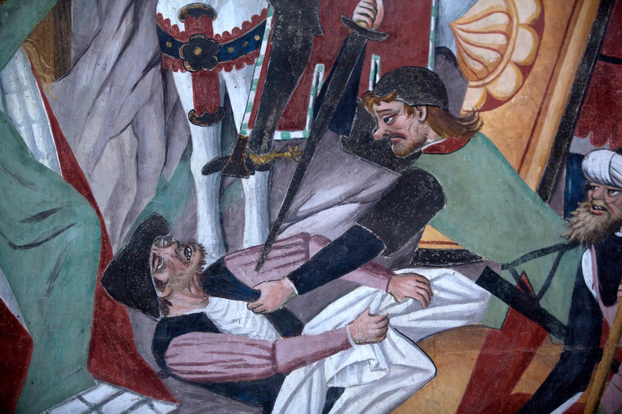 A szenvedély ciklusa: a keresztre feszítés, részlet (freskó) alkotó: Giovanni Canavesio