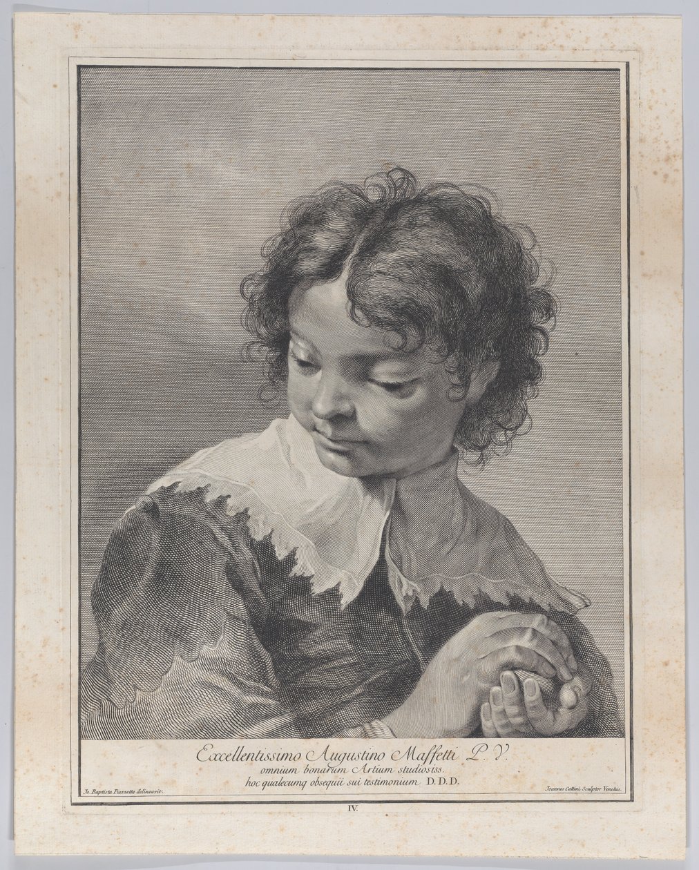 Fiú csipkegallérral, kezében gyümölcsöt tart, 1743. alkotó: Giovanni Cattini