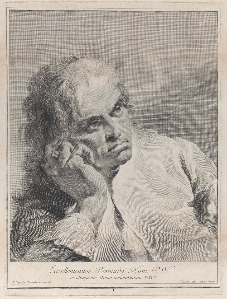 Töprengő férfi, fejét a kezére támasztva, 1743. alkotó: Giovanni Cattini