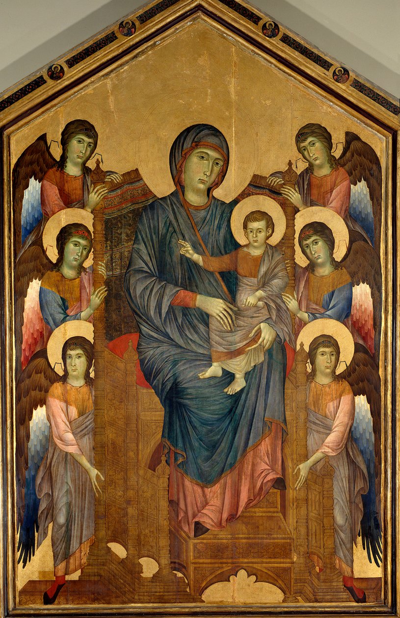 A Szűz és a Gyermek Majesticben hat angyallal körülvéve. Gualtieri Giovanni dit Cimabue festménye (1240-1302 körül) alkotó: Giovanni Cimabue