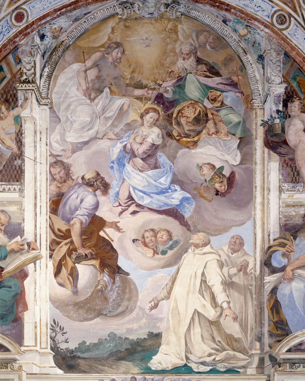 Olaszország, Lombardia, Pavia, Pavia Charterhouse (Certosa), Jézus és Mária történetei, freskórészlet alkotó: Giovanni Cristoforo Storer