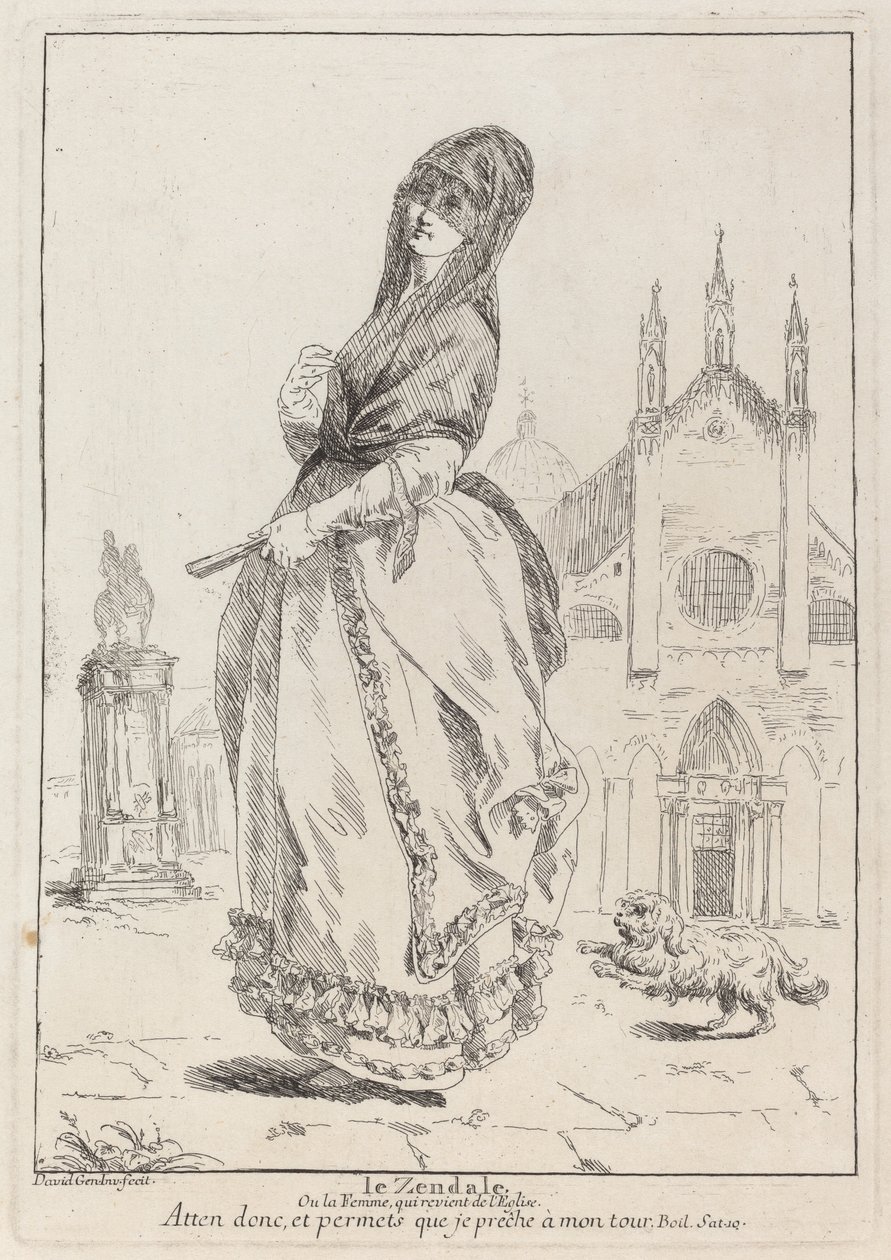 Le Zendale (Csuklyás nő, avagy a templomból visszatérő nő) alkotó: Giovanni David