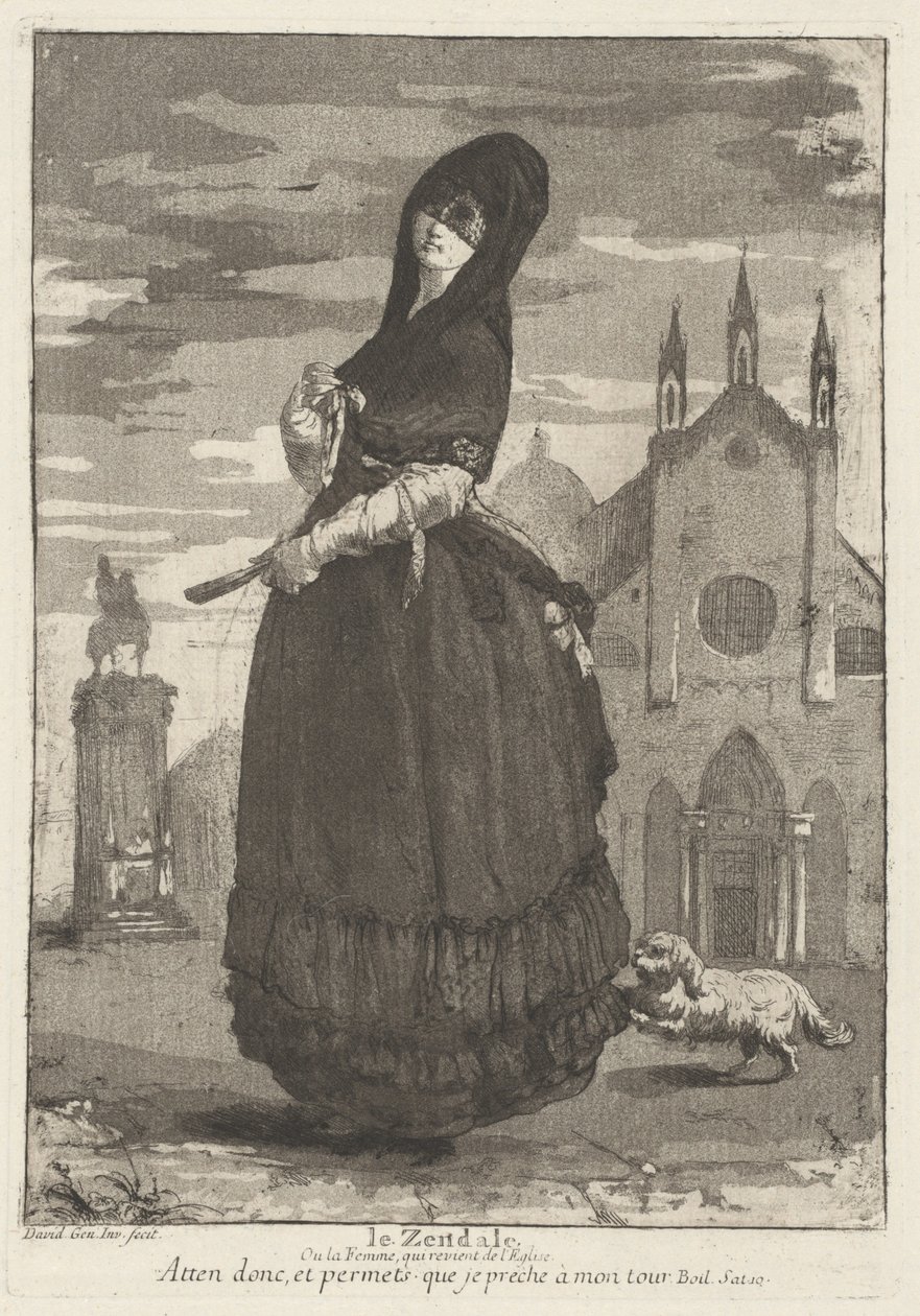 Le Zendale (Csuklyás nő, avagy a templomból visszatérő nő) alkotó: Giovanni David
