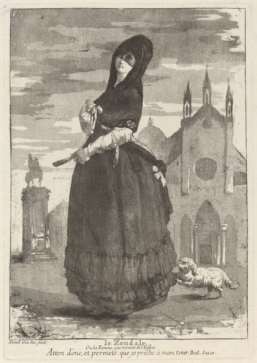 Le Zendale (Csuklyás nő, avagy a templomból visszatérő nő) alkotó: Giovanni David