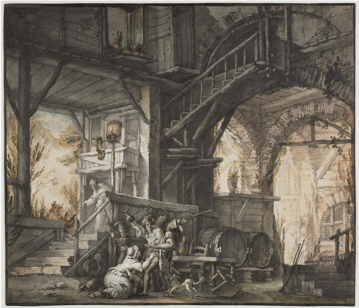 Színházi jelenet, 1775-1776 körül (akvarell és ecset, grafit és gouache) alkotó: Giovanni David