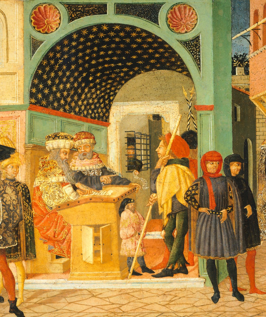 Susanne történetei, 1450 körül, Giovanni di Ser Giovanni, Lo Scheggia (1406-1486) festett ládájának jobb oldala, tempera a táblán, Részlet alkotó: Giovanni Di Ser Giovanni Lo Scheggia Guidi