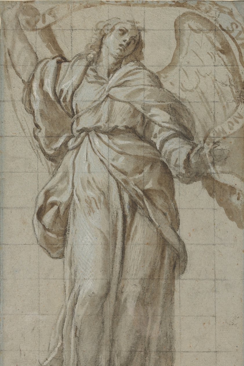 Álló angyal, kezében egy tekercset, kb. 1614. alkotó: Giovanni Domenico Caresana