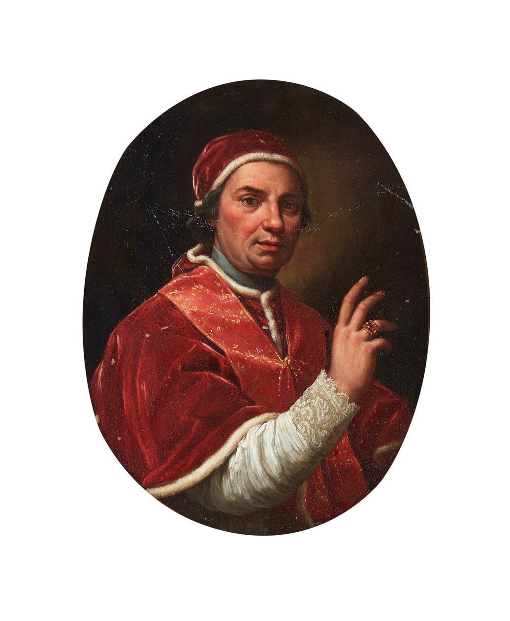 Xiv Kelemen pápa portréja (olaj, réz) alkotó: Giovanni Domenico Porta