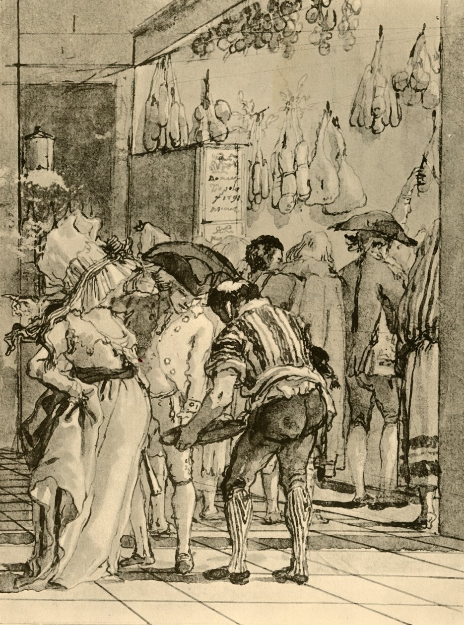 Egy bolt füstölt áruval, 1791, 1928 alkotó: Giovanni Domenico Tiepolo
