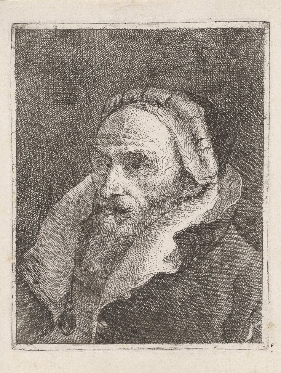 Szakállas, sapkás öregember, a Raccolta di Teste-ből (Fejgyűjtemény) alkotó: Giovanni Domenico Tiepolo