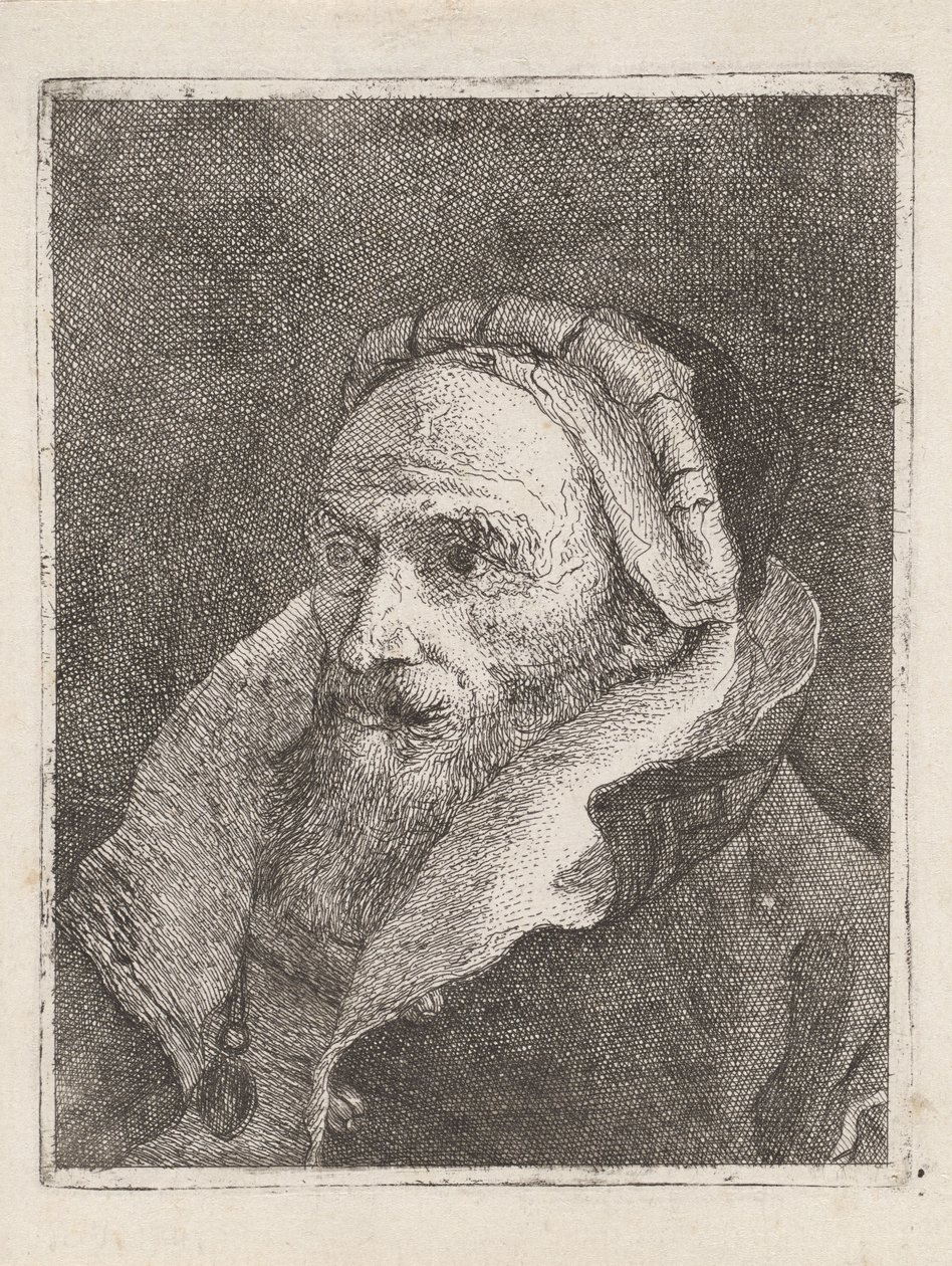 Sapkás, szakállas öregember, a Raccolta di Teste (Fejgyűjtemény) című műből alkotó: Giovanni Domenico Tiepolo