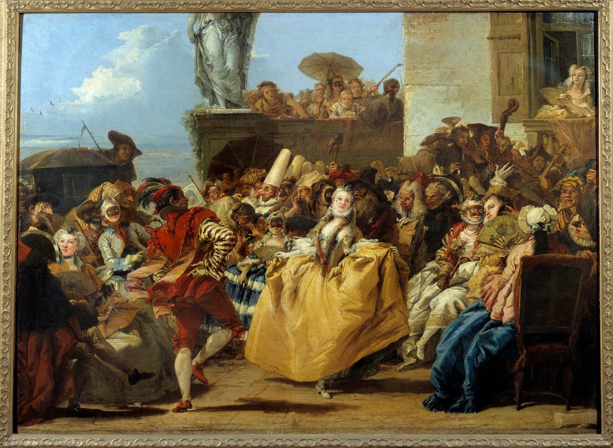 Farsangi jelenet vagy „” a menü”” Táncjelenet maszk a 18. században. Gian Domenico Tiepolo (1727-1804) festménye V. 1,12x0,8 m. alkotó: Giovanni Domenico Tiepolo