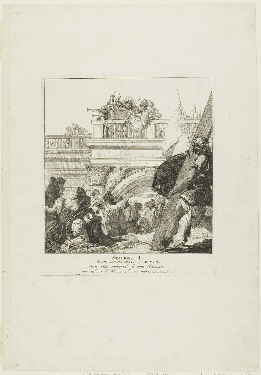 Krisztus halálra ítélve, első lemez a Keresztút stációiból alkotó: Giovanni Domenico Tiepolo