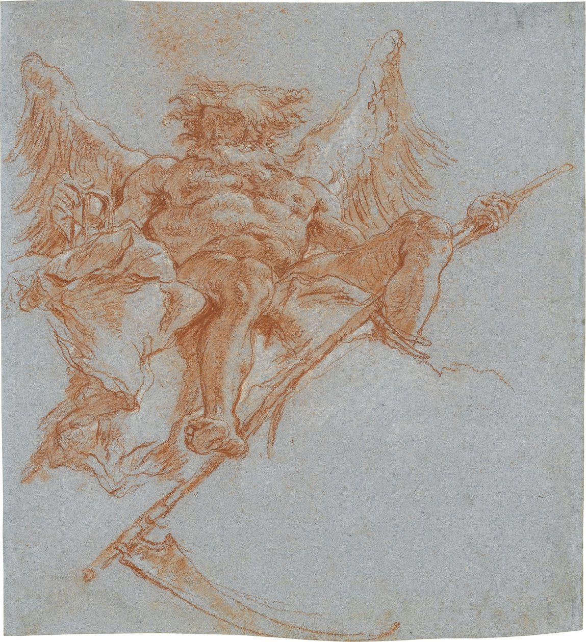 Khronosz a felhőkön; hátoldal: redőtanulmány alkotó: Giovanni Domenico Tiepolo