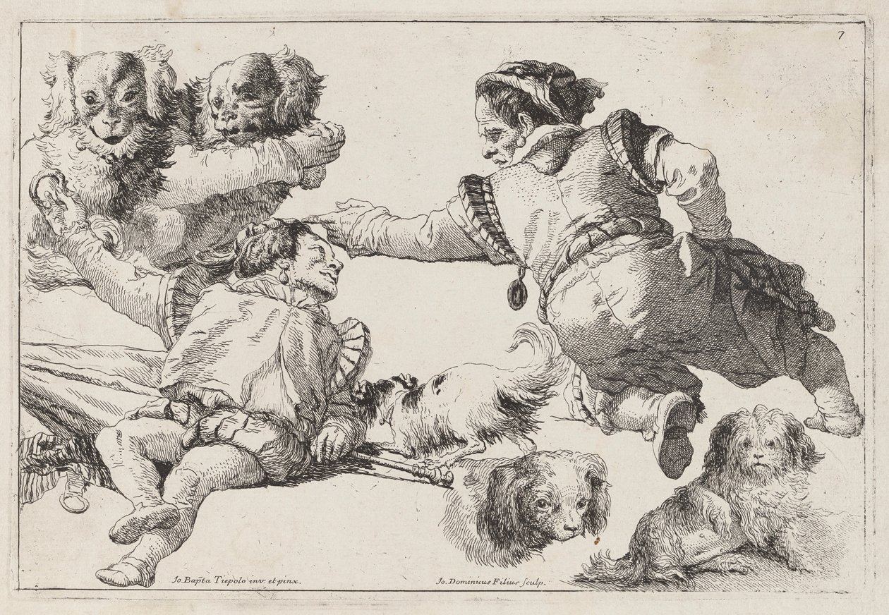 Törpék és kutyák alkotó: Giovanni Domenico Tiepolo