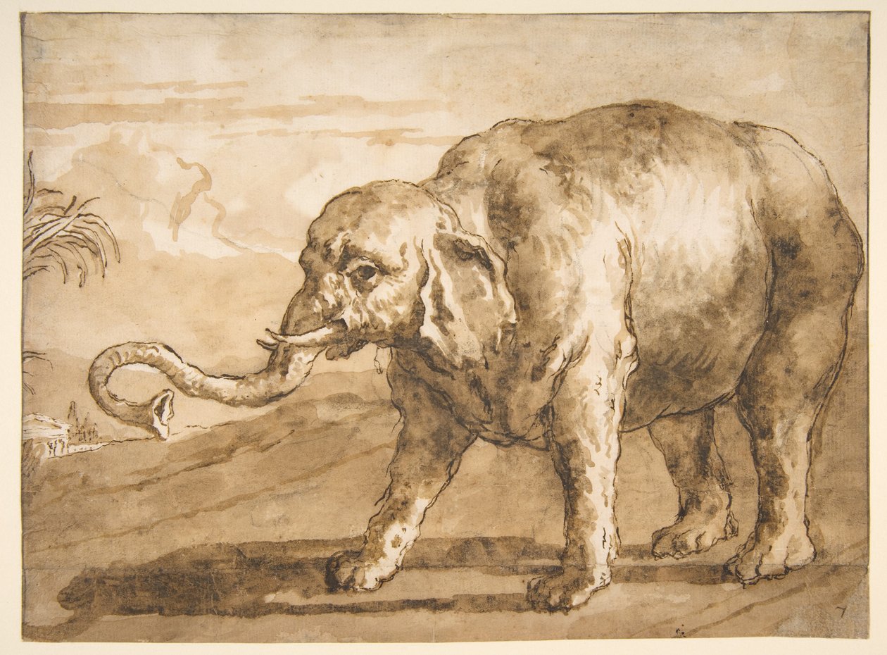 Elefánt tájban alkotó: Giovanni Domenico Tiepolo