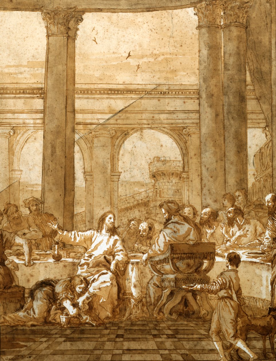 Lakoma a Simon Házban, XVIII. század eleje alkotó: Giovanni Domenico Tiepolo