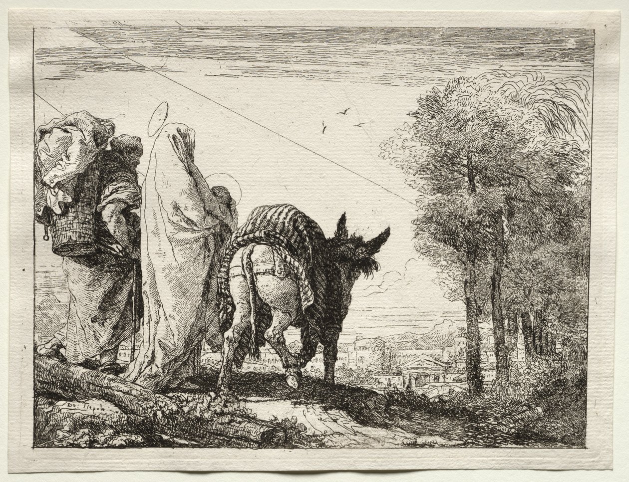 Repülés Egyiptomba: A Szent Család közeledik egy faluhoz alkotó: Giovanni Domenico Tiepolo