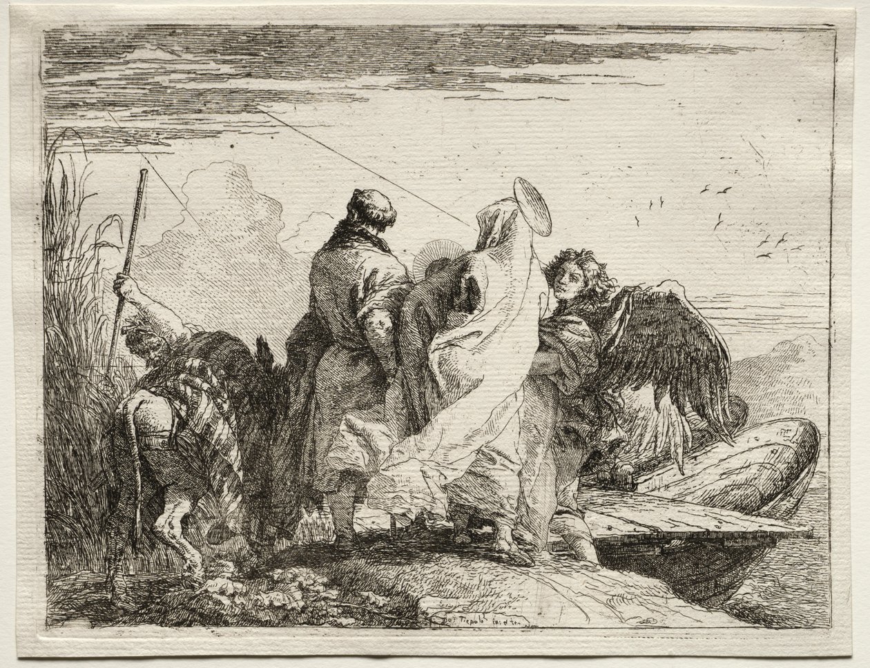 Repülés Egyiptomba: A Szent Család elhagyja a partot alkotó: Giovanni Domenico Tiepolo