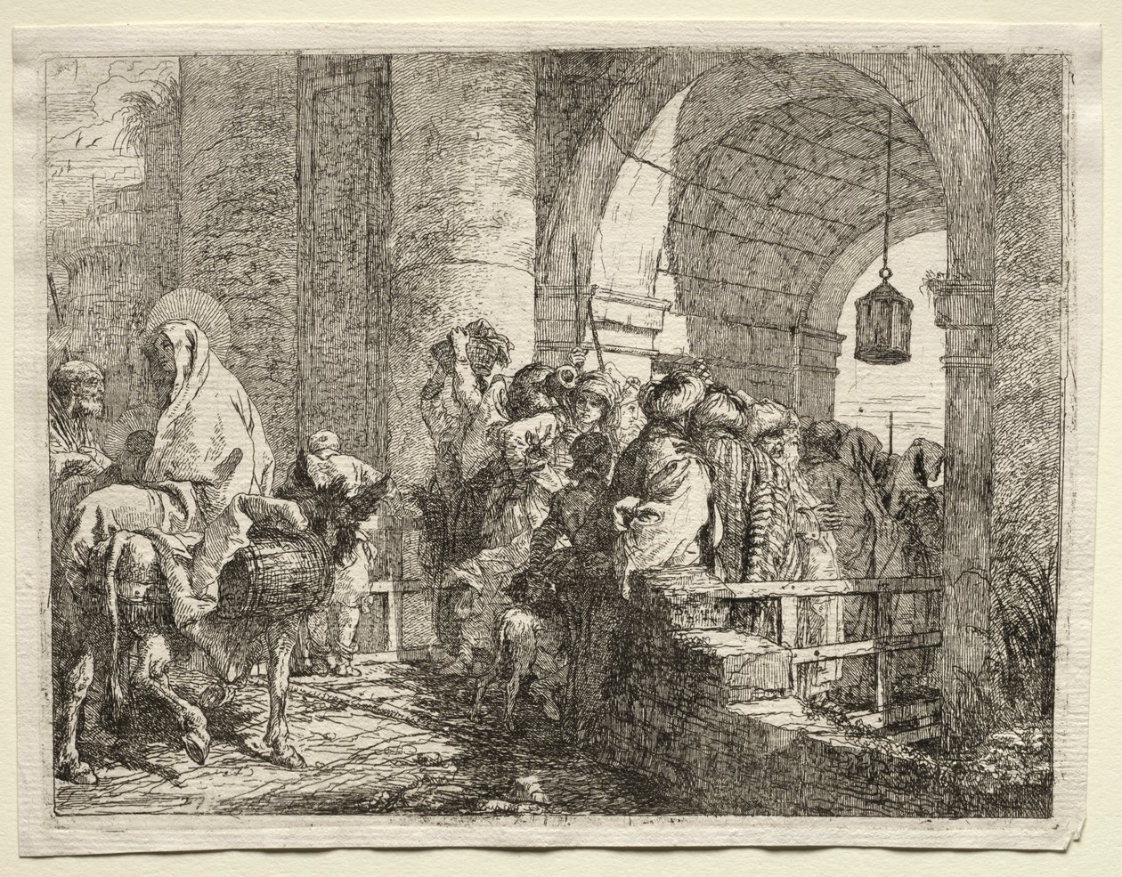 Repülés Egyiptomba: A Szent Család áthalad egy boltív alatt alkotó: Giovanni Domenico Tiepolo