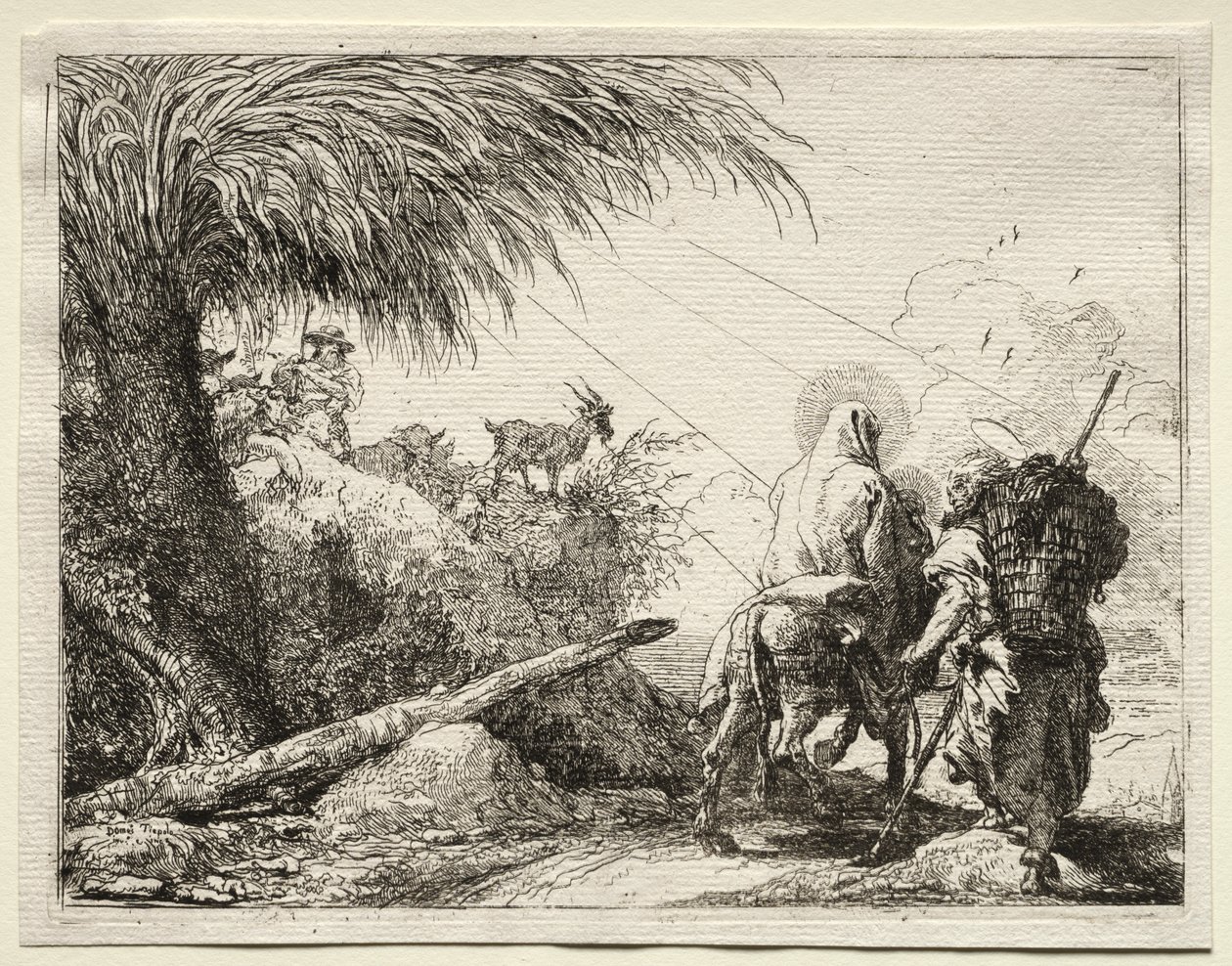 Repülés Egyiptomba: A Szent Család és a Pálmafa alkotó: Giovanni Domenico Tiepolo