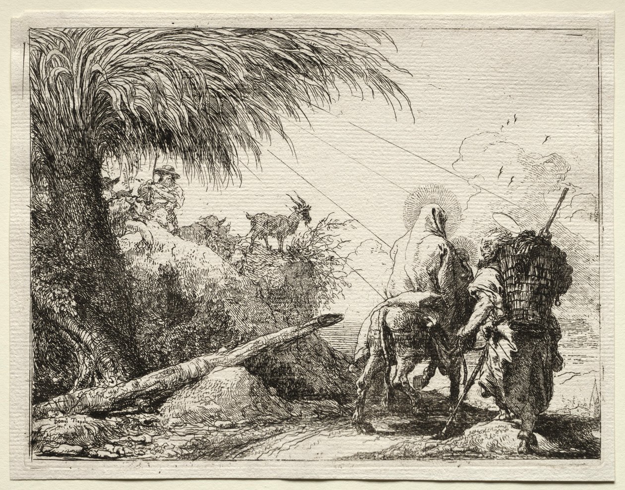 Repülés Egyiptomba: A Szent Család és a Pálmafa. alkotó: Giovanni Domenico Tiepolo