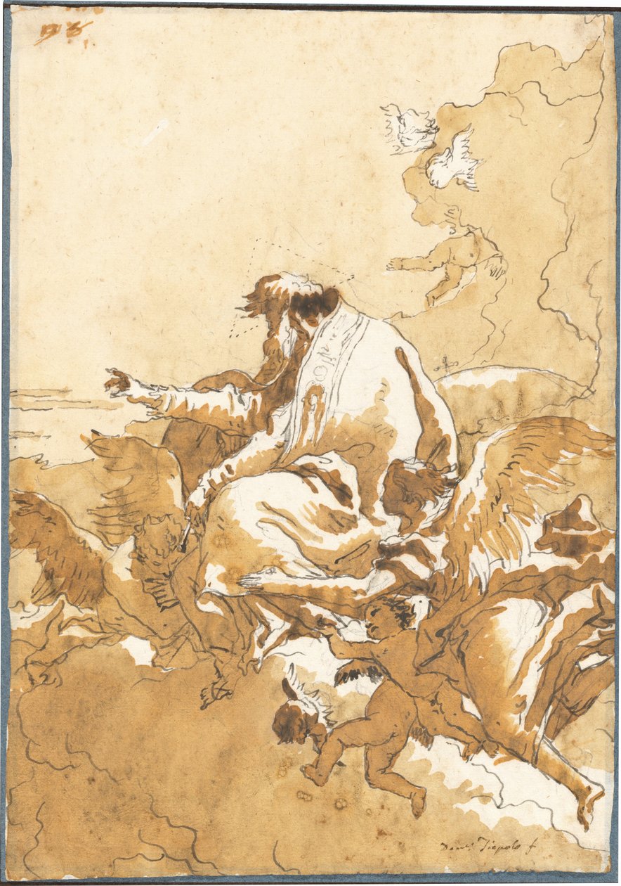 Isten, az Atya felhőkben ül, angyalokkal és puttival körülvéve alkotó: Giovanni Domenico Tiepolo