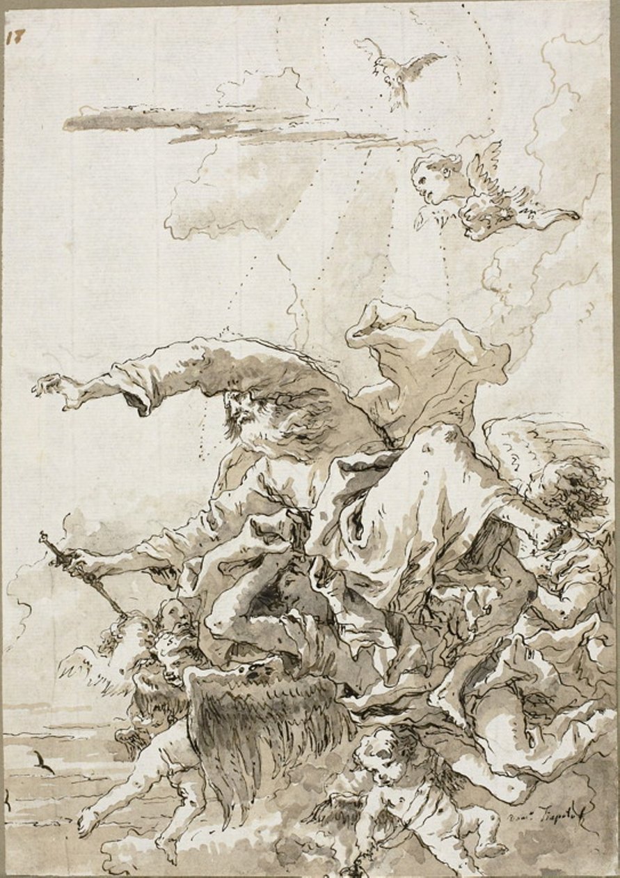 Az Atya Isten, akit angyalok támogatnak a felhőkben, II alkotó: Giovanni Domenico Tiepolo