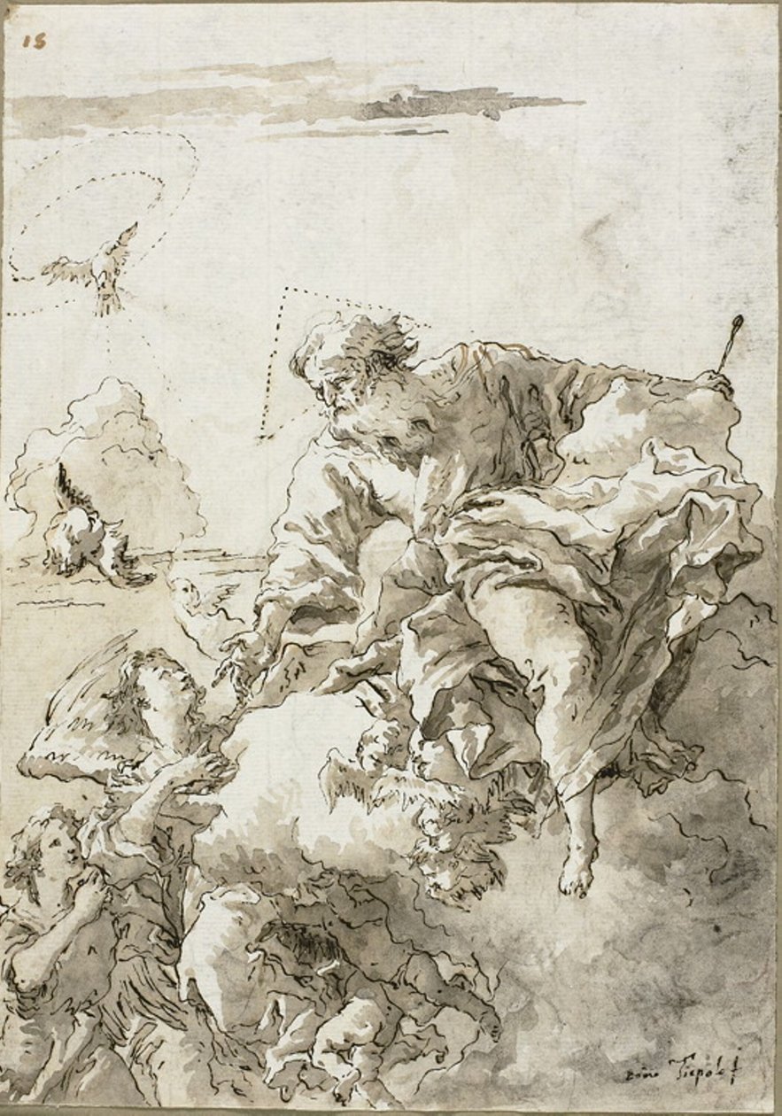 Isten, az Atya, akit angyalok támogatnak a felhőkben, I alkotó: Giovanni Domenico Tiepolo