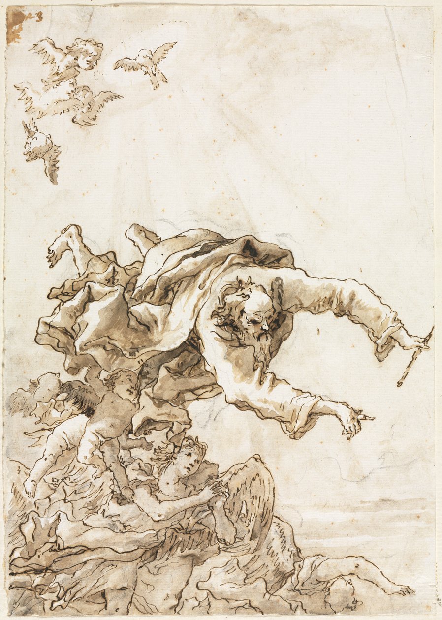 Isten, az Atya angyalokkal és kerubokkal, 1758 vagy azután. alkotó: Giovanni Domenico Tiepolo