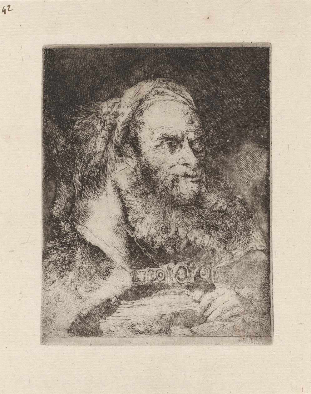 Egy keleti fej, egy könyv a kézben, a Raccolta di Teste-ből (Fejgyűjtemény) alkotó: Giovanni Domenico Tiepolo