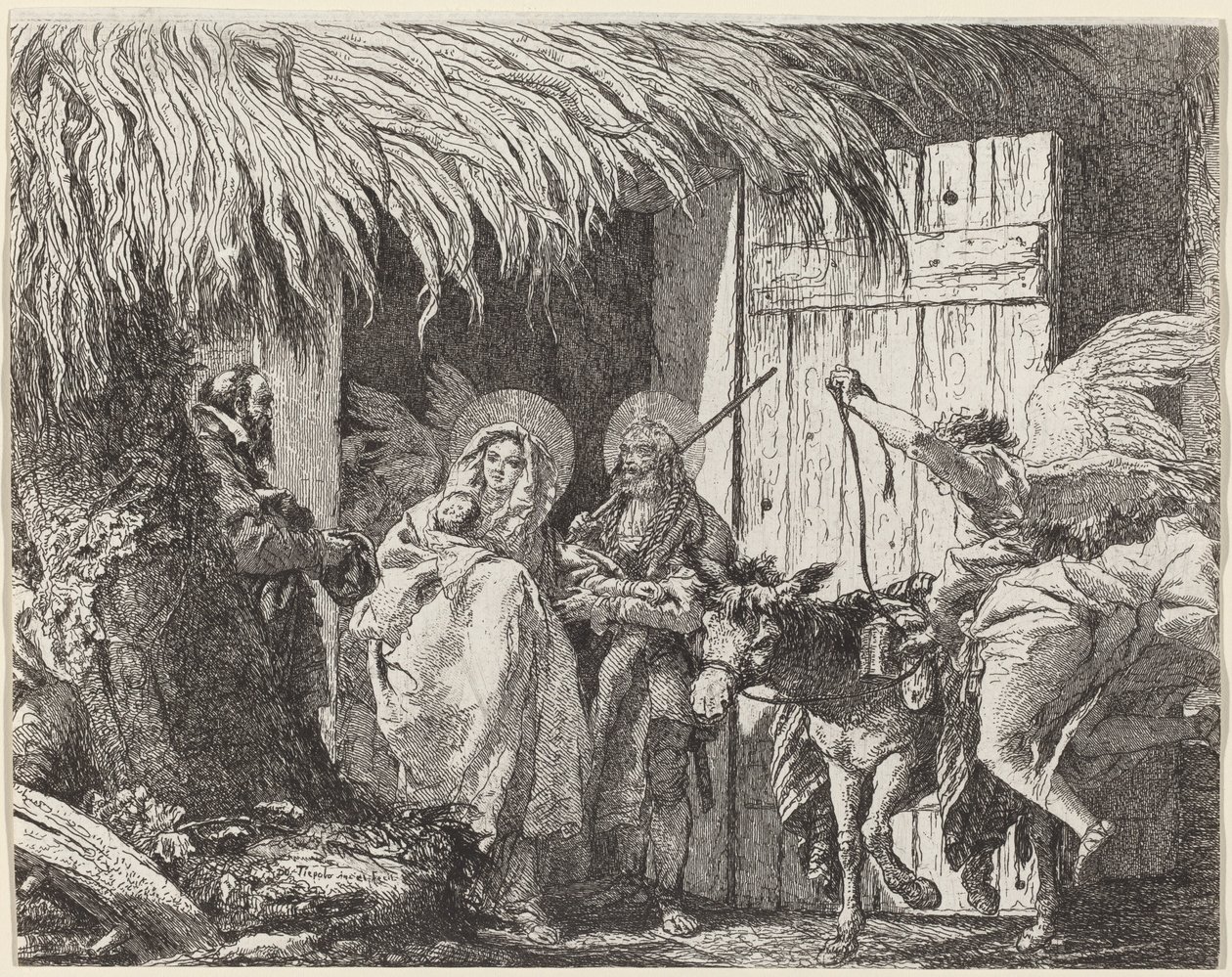 József és Mária indulni készülnek alkotó: Giovanni Domenico Tiepolo
