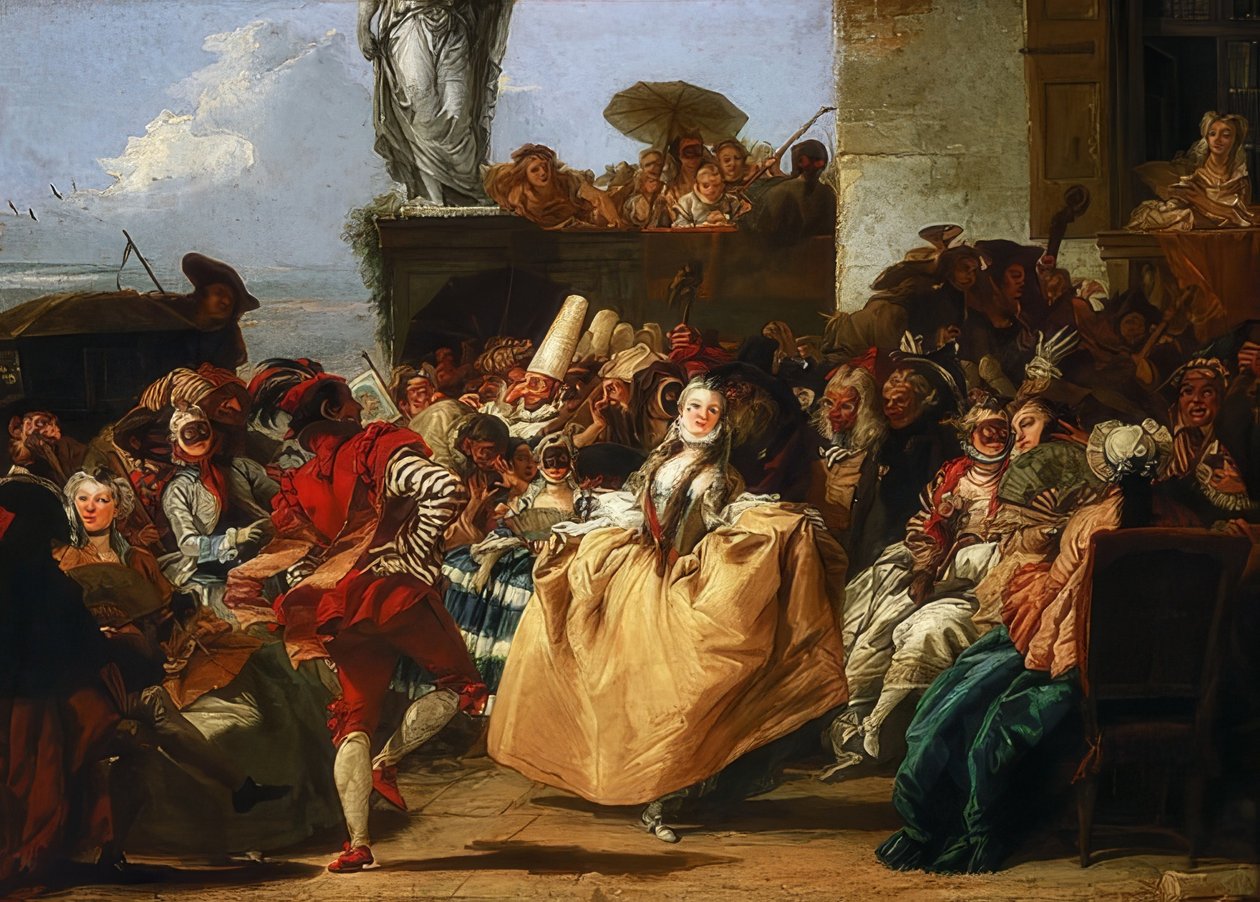 Karneváli jelenet vagy menüett. 1745/50 alkotó: Giovanni Domenico Tiepolo