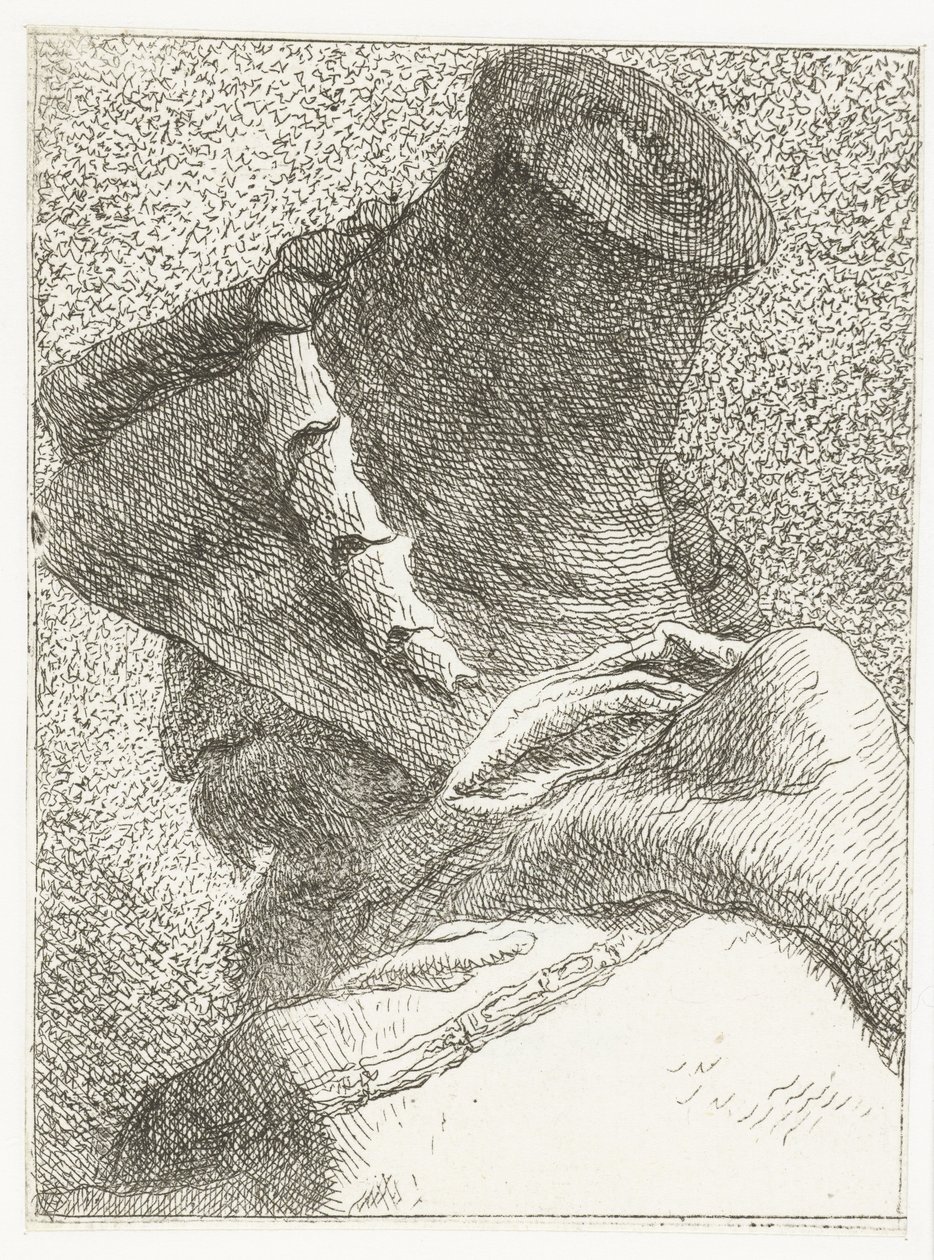 Elfordított fejű férfi kalappal Fejgyűjtemény (sorozat címe) Raccolta di Teste (sorozat címe) alkotó: Giovanni Domenico Tiepolo