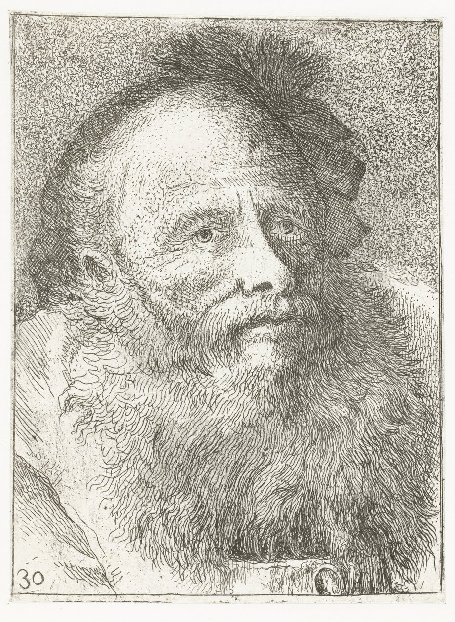 Férfi szakállal és tollas fejfedővel Fejgyűjtemény (sorozat címe) Raccolta di Teste (sorozat címe) alkotó: Giovanni Domenico Tiepolo