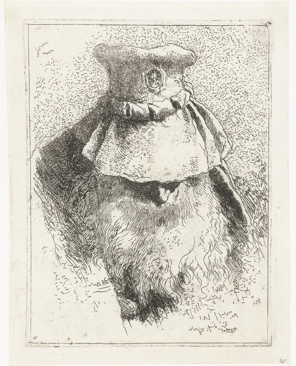 Férfi lehajtott fejjel és nagy kalappal Fejgyűjtemény (sorozat címe) Raccolta di Teste (sorozat címe) alkotó: Giovanni Domenico Tiepolo