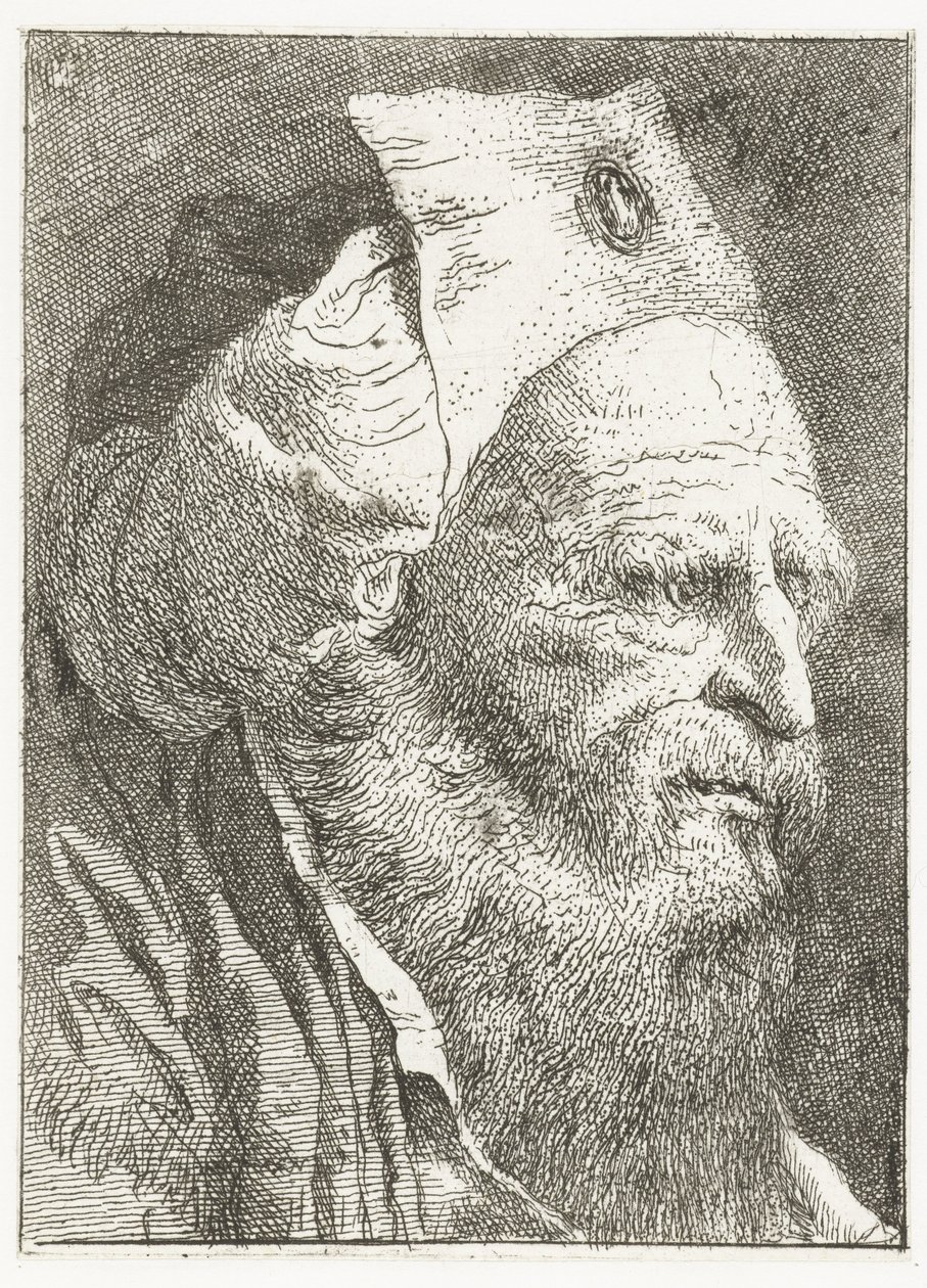 Férfi felhajtott kalapban Fejgyűjtemény (sorozat címe) Raccolta di Teste (sorozat címe) alkotó: Giovanni Domenico Tiepolo