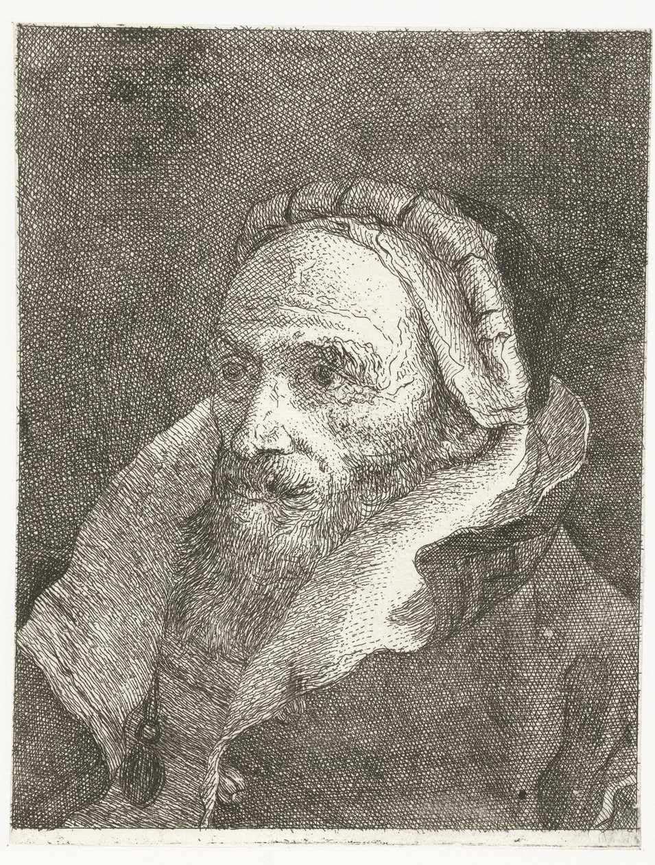 Férfi magasra hajtott köpenygallérral Fejgyűjtemény (sorozat címe) Raccolta di Teste (sorozat címe) alkotó: Giovanni Domenico Tiepolo