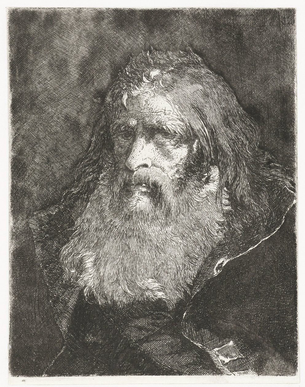 Férfi hosszú hajjal, fejfedő nélkül Fejgyűjtemény (sorozat címe) Raccolta di Teste (sorozat címe) alkotó: Giovanni Domenico Tiepolo
