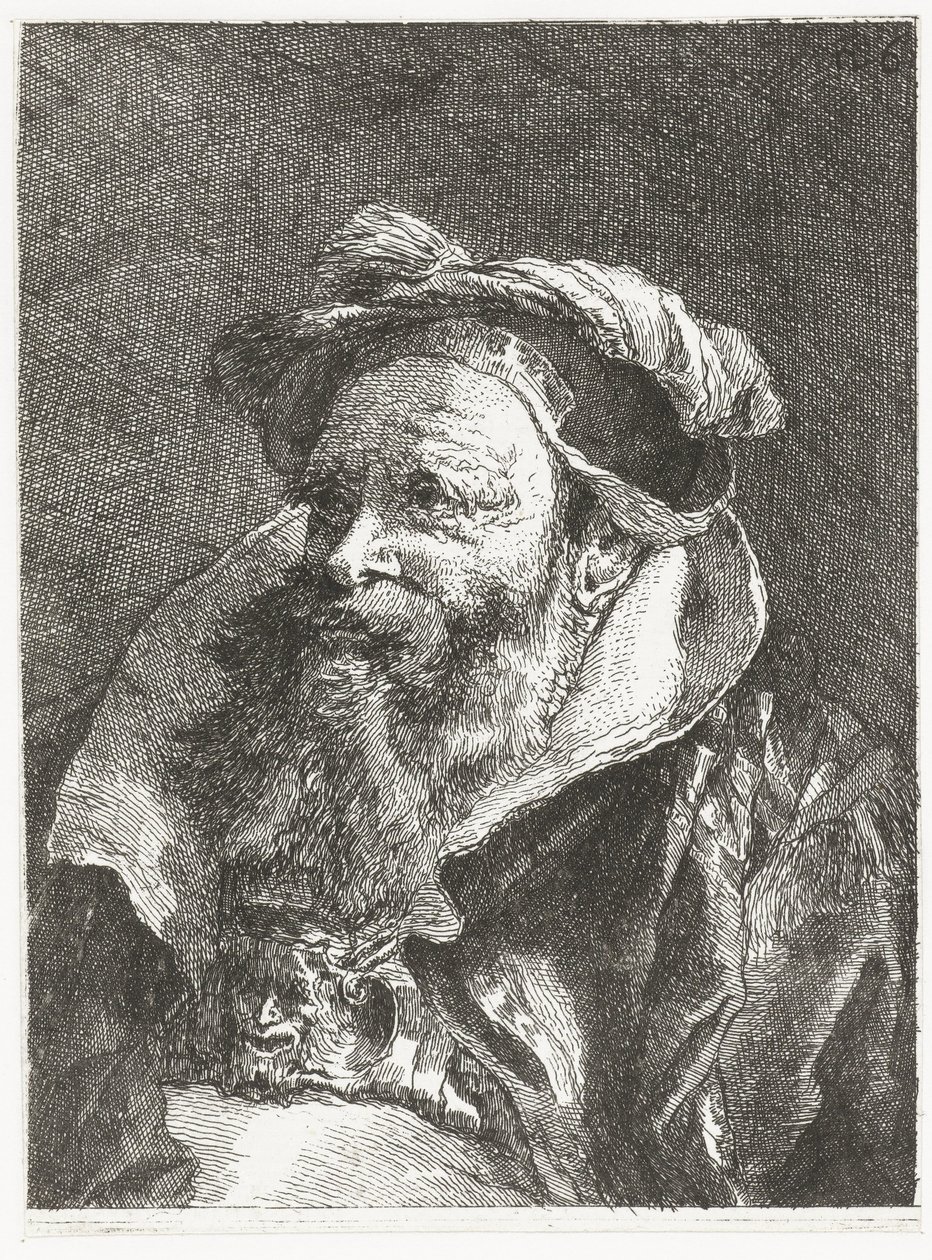 Férfi szatír fej a csat Fejgyűjtemény (sorozat címe) Raccolta di Teste (sorozat címe) alkotó: Giovanni Domenico Tiepolo