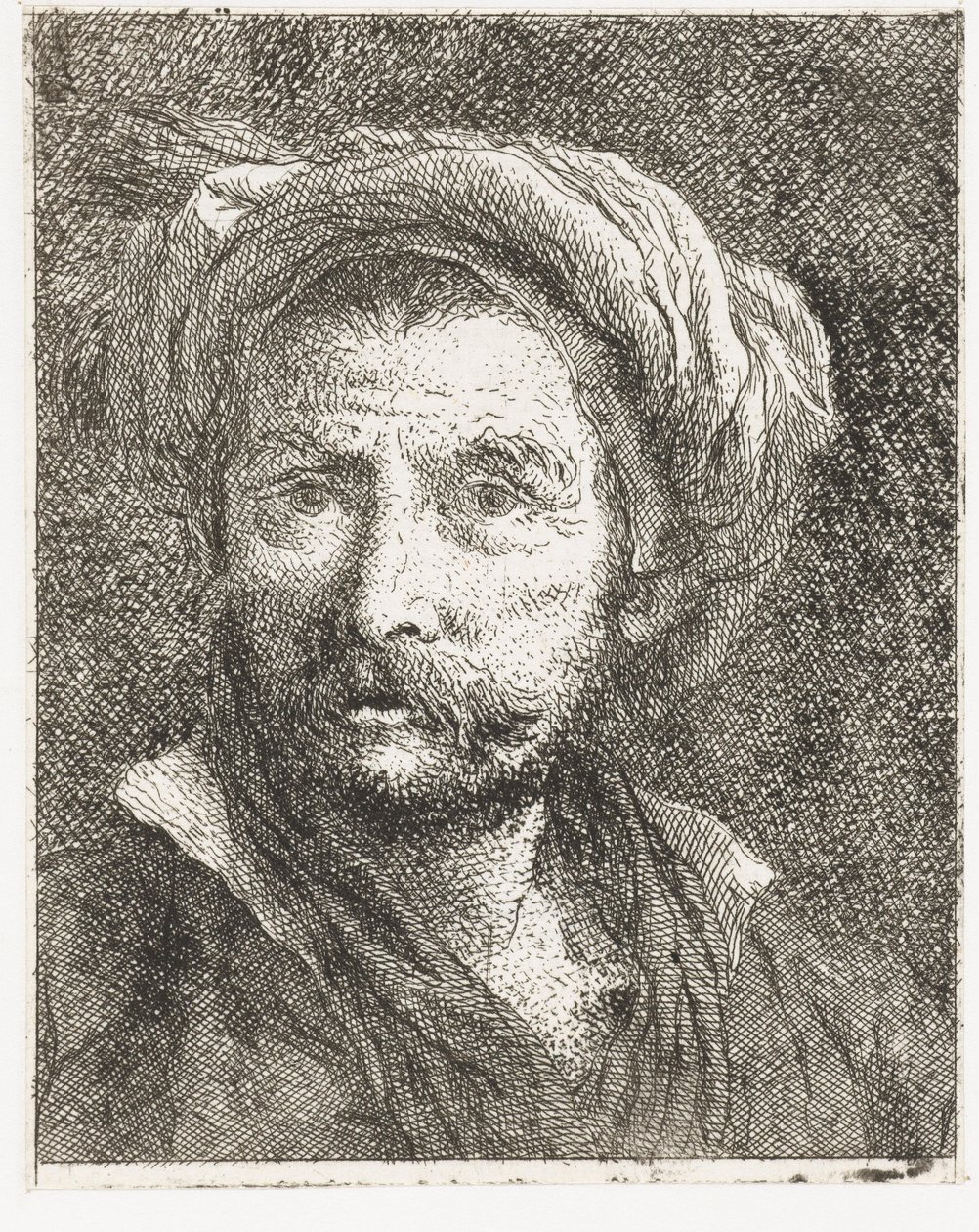Bajuszos, turbános férfi alkotó: Giovanni Domenico Tiepolo
