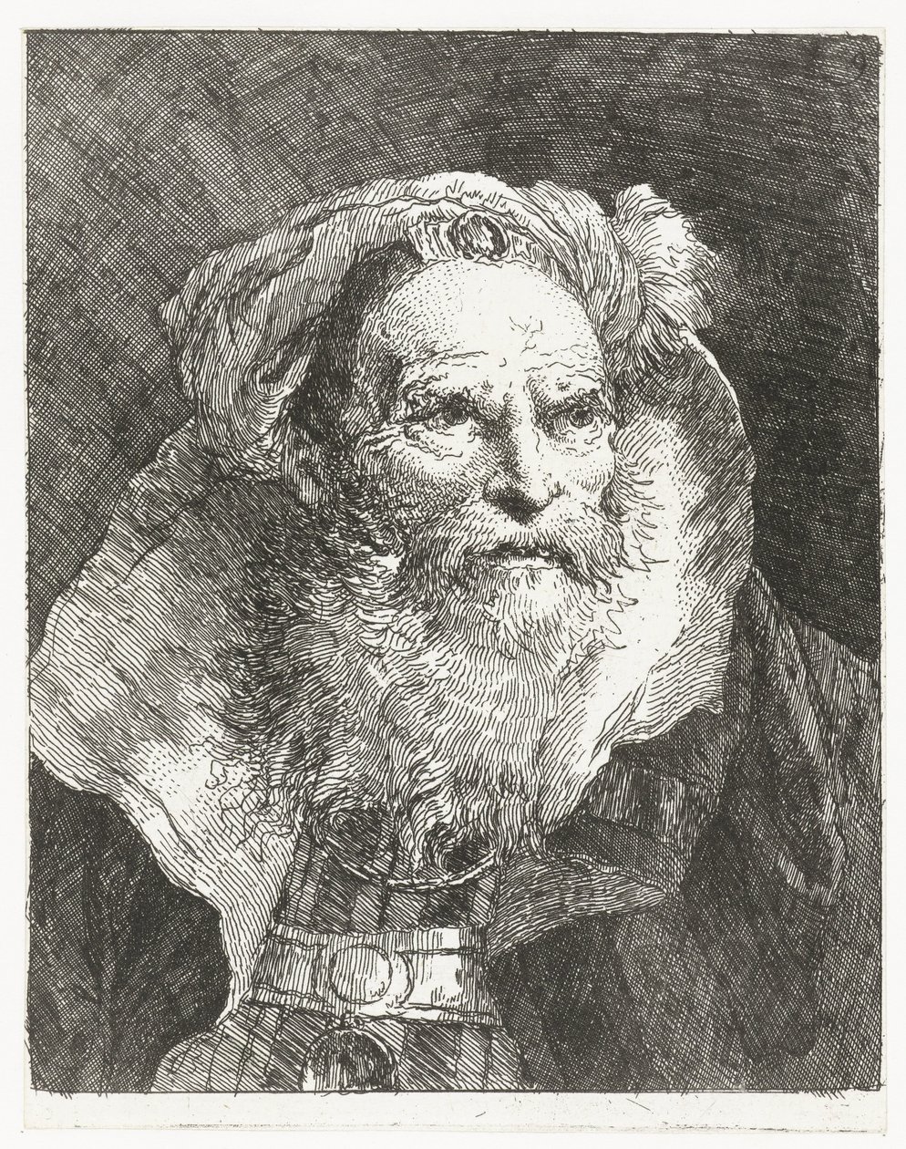 Férfi turbánnal és magas állógallérral Fejgyűjtemény (sorozat címe) Raccolta di Teste (sorozat címe) alkotó: Giovanni Domenico Tiepolo