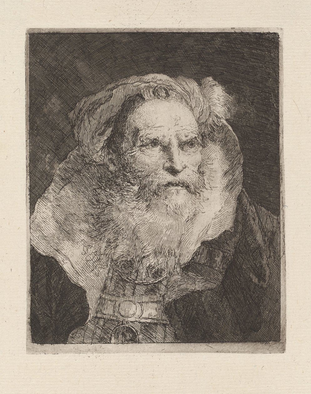 Meditáló öregember, a Raccolta di Teste (Fejgyűjtemény) című sorozatból alkotó: Giovanni Domenico Tiepolo