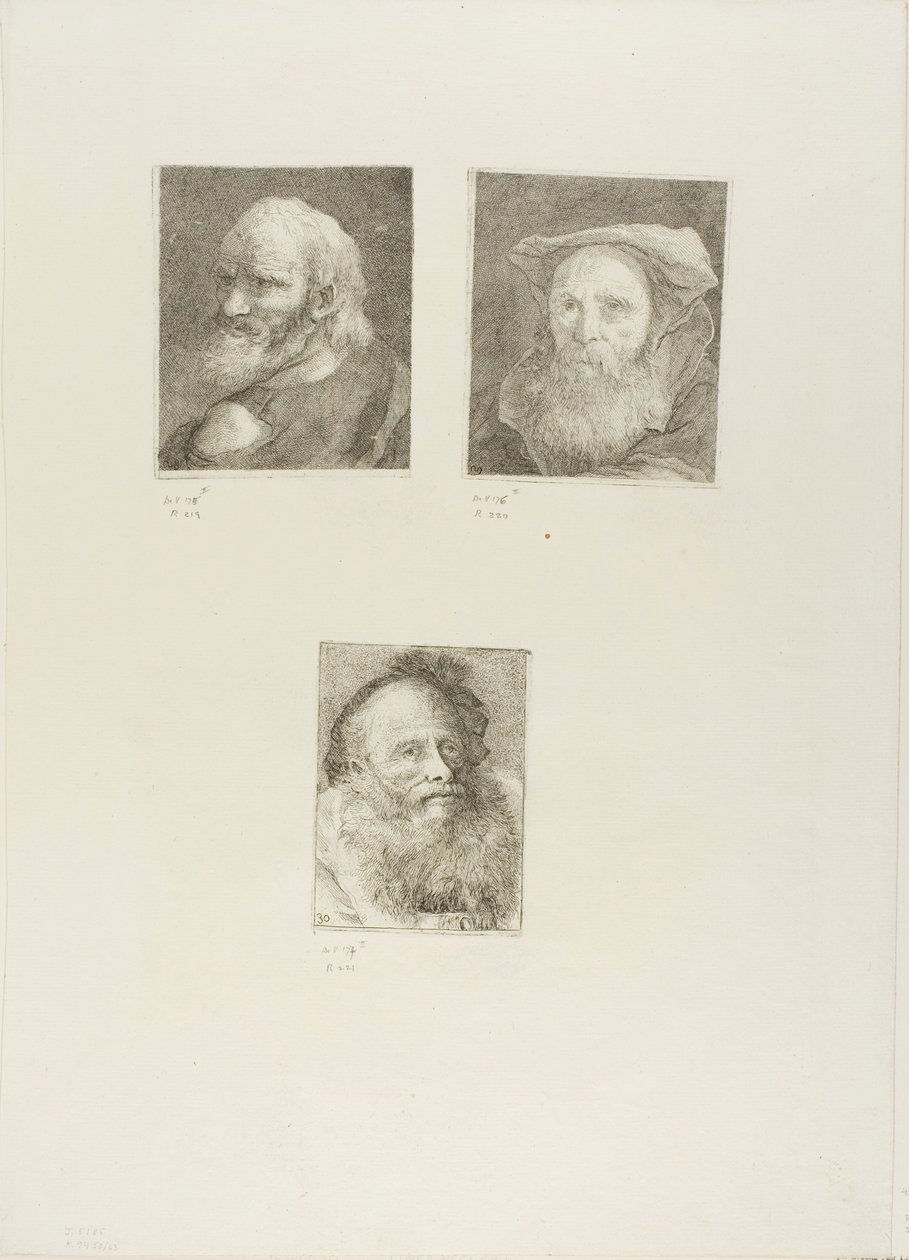 Szakállas öregember, szakállas öregember kalapban, öregember díszes sapkával, öregember díszes sapkával alkotó: Giovanni Domenico Tiepolo