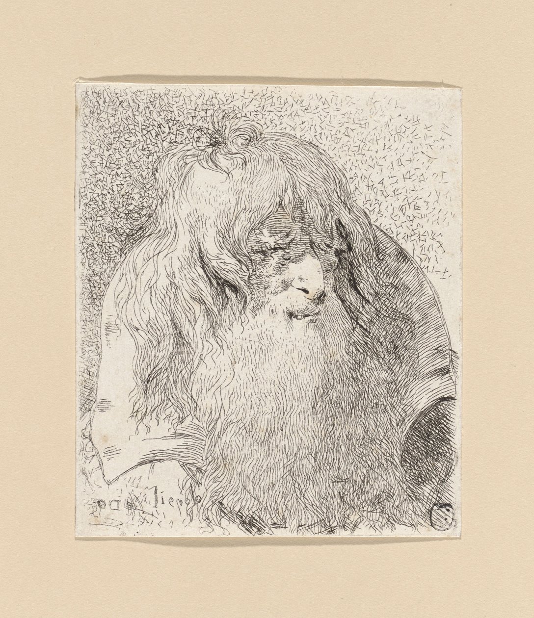 Szakállas, hosszú hajú öregember, a Raccolta di Teste (Fejgyűjtemény) című sorozatból alkotó: Giovanni Domenico Tiepolo