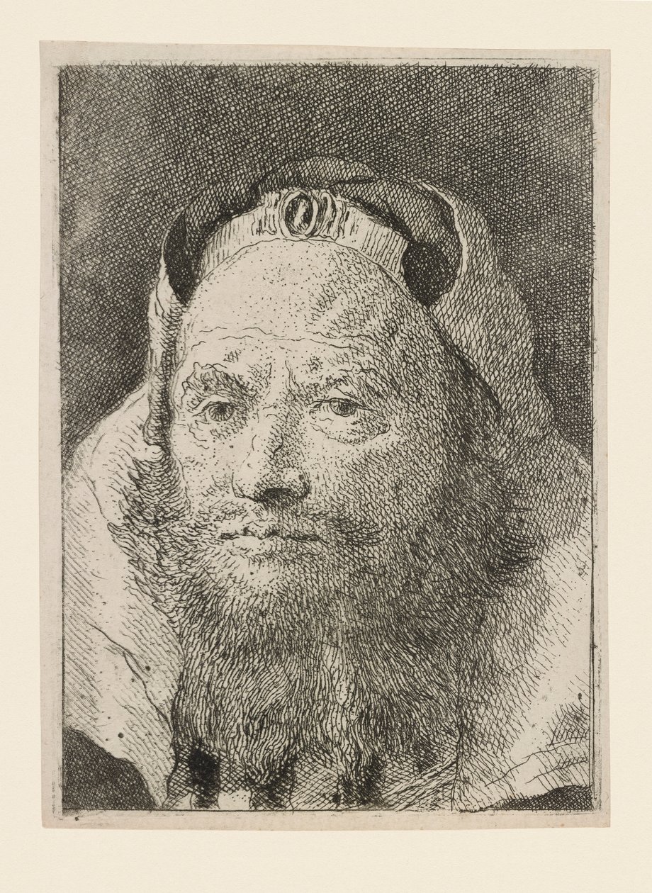 Szakállas öregember, a Raccolta di Teste-ből (Fejgyűjtemény) alkotó: Giovanni Domenico Tiepolo